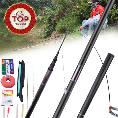 2.7M-7.2M Telescopic Carbon Fiber Fishing Rod With Free Fishing Accessories For Outdoors Fishing