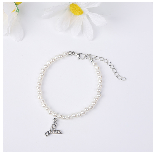 26 Letters Alphabet Initials Pearl Beaded Bracelet Bangle Women Jewelry Gift New