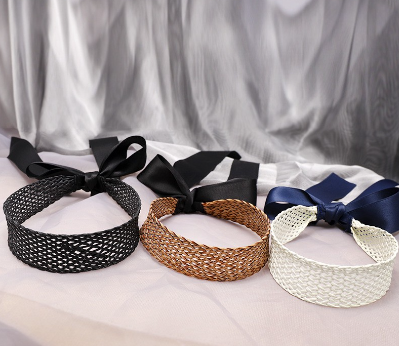 Hand-Knitted Hair Band Bow Tie Headband Sweet Korean New European American Woven Hair Accessories