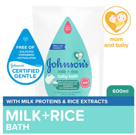 Johnson's Milk + Rice Baby Bath 600ml Refill-Baby Essentials,Baby Care,Baby Wash,Body Wash For Baby