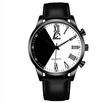 Luxury Gold Watch Men Fashion Minimalist Creative Two-color Splicing Watches Simple Men Business Stainless Steel Quartz Wristwatch LEATHER BLACK WHITE