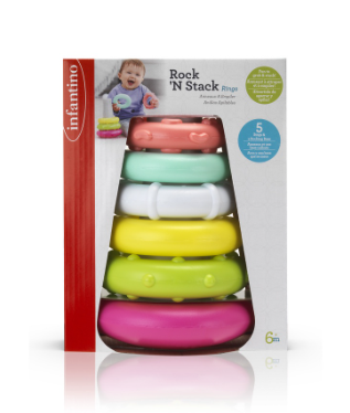 Infantino Rock 'N Stack Rings Pastel Colors (BPA-Free) - Developmental Toy