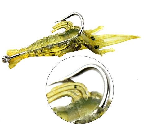 Soft Shrimp Bait Luminous Artificial Worm Fishing Lure With Hook Silicone Prawn Bait 1.3g/5CM