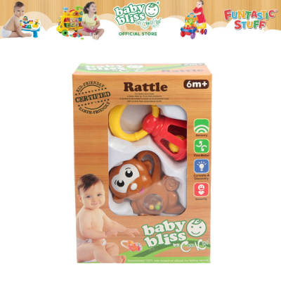 Baby Bliss 2 in 1 Monkey and Rattles, Lead-Free - Developmental Toys