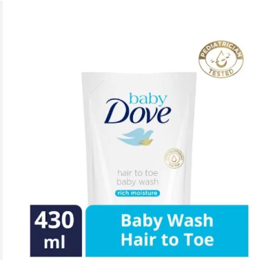 Baby Dove Hair to Toe Wash Rich Moisture 430ml Refill for Dry Skin