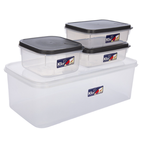 Klio Food Storage  Stackable Bread Loaf Box Square Food Keeper Set of 4