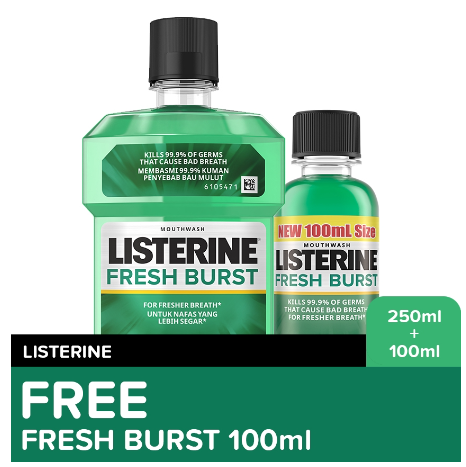 Listerine Fresh Burst Mouthwash 250ml + Free 100ml