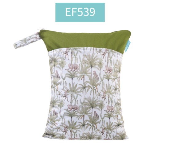 Happyflute 1PC Reusable Waterproof Fashion Prints Wet And Dry Diaper Bag Double Pocket Cloth Handle Wetbags DB19