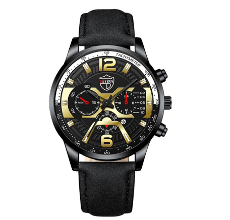 Full Steel Men's Quartz Business Wacthes Mens Stainless Steel Calendar Analog Wrist Watch Relo Ng Kalalakihan LEATHER BLACK GOLD