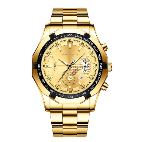 Original Luxury Golden Fashion Men's Watch Calendar Luminous Waterproof Stainless Steel Watch M3