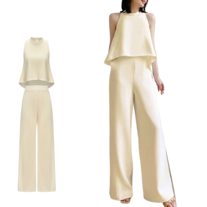 Lovito Women Elegant Plain Asymmetrical High Low Water Drop Basic Pants Sets L65ED098 (Shirt/Blouse)
