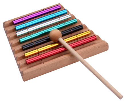 7-Tone Tabletop Chimes Meditation Chime Colorful Wind Bell Educational Musical Percussion Instrument with Mallet