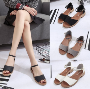 NEW Korean Trendy Footwear Simple Strap Lady's Flat Sandals for Women Shoes 2022