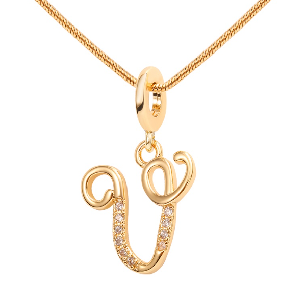 Lisa 18k Gold Plated Necklace Letter Pendant Fashion Accessories Necklace Women V
