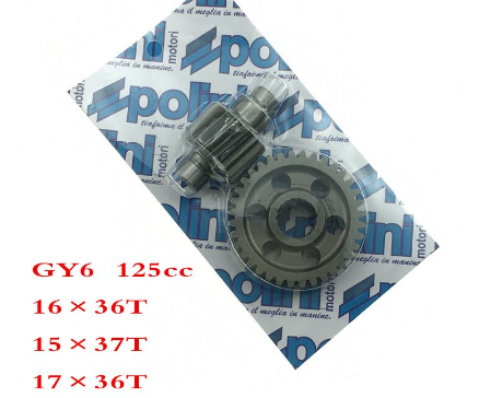 15x37T 16x36T 17x36T Performance Final Drive Gear for GY6125 GY6 125 150cc 152QMI 157QMJ Scooters Engine Spare parts