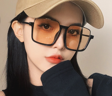 Cool Fashion Semi Rimless Big Square Frame Sunglasses for Women Girls Chic Oversized Sunnies Eyeglasses Outdoor Shades Stylish