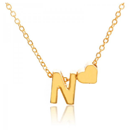 Necklace 26 Letter Pendant Necklace Women Peach Heart Shaped Clavicle Chain Necklace Accessories N