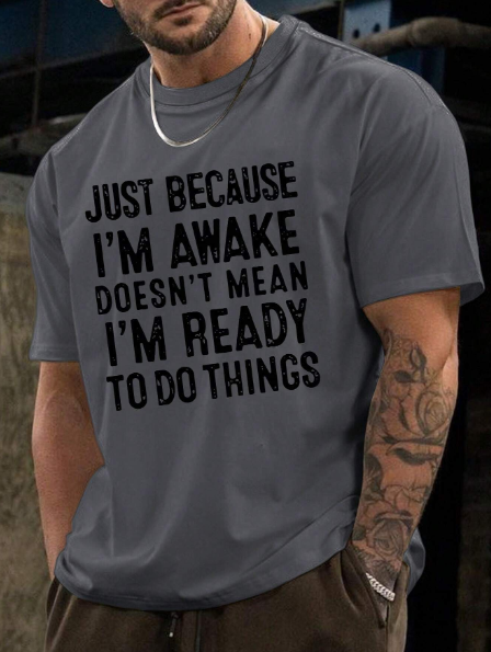 Manfinity LEGND Men'S Plus Size Slogan Print Slim Fit T-Shirt