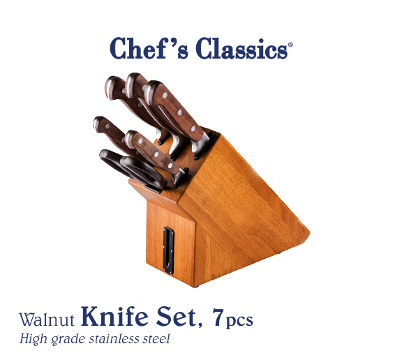 Chef's Classics Walnut Stainless Steel Knife Set 7pcs