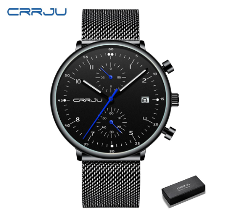 CRRJU Mens Watch Luxury Top Brand Men Stainless Steel WristWatch Men's waterproof Date Quartz watches relogio masculino 2278 M4
