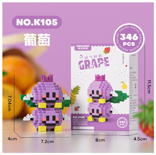 Mini Bricks Toys Trendy Fruit Happy Food Set Creative Desktop Decorations Birthday Gifts F7