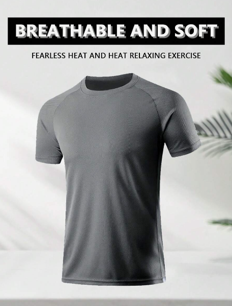 Men's Short Sleeve Sport T-Shirt, Quick-Dry And Lightweight Performance Mesh Athletic Shirt, Moisture Wicking Running Cycling Training Fitness Workout Gym Tee