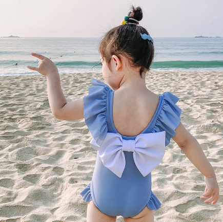 Baby Swimwear Female Baby One Piece Girl Bikini Cute Quick Dried Open Back Bow Children's Swimwear