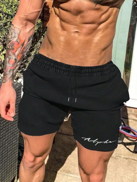 Manfinity Homme Men Letter Graphic Drawstring Waist Shorts