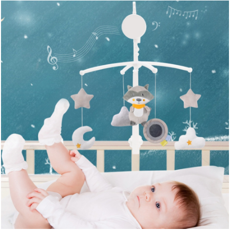Baby Crib Mobile Plush Bed Bell Rattle Toy with Music Baby Infant 0-18 Months