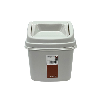 Happy Go 2L Household Swing Top Trash Can and Recycling Bin Round for Kitchen Bathroom Living Room