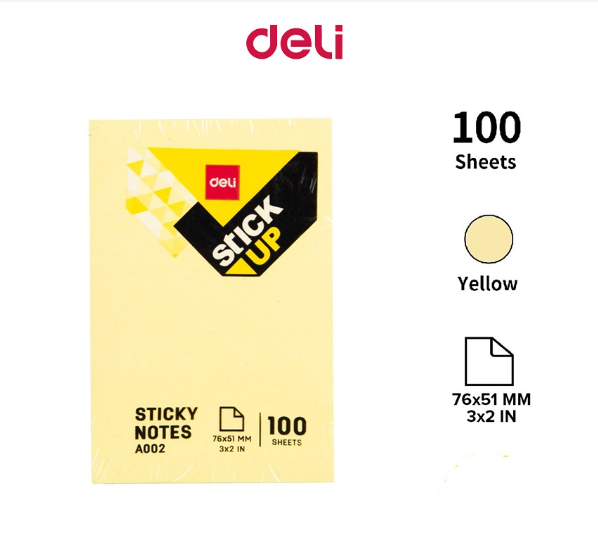 Deli Sticky Notepad 100 Sheets Portable Memo Pad Office & School Supplies EA00253
