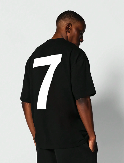 SUMWON Tee With Back Number Graphic Print College Ready