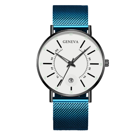 Geneva Luxury Ultra Thin Men's Business Watches Stainless Steel Mesh Belt Analog Quartz Wristwatch M6