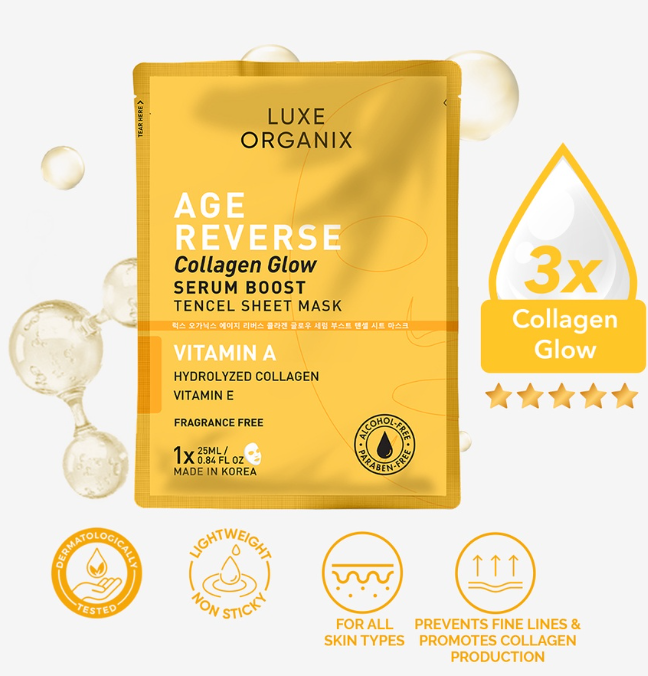 Luxe Organix Age Reverse Serum Boost Sheet Mask 25ml