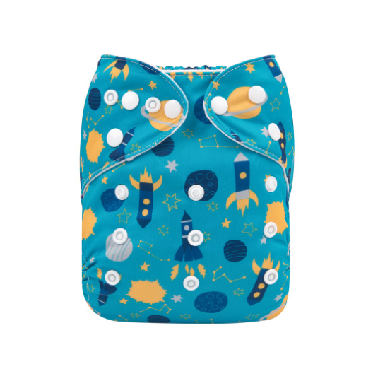 Alva Baby Cloth Diapers 1Set With Bamboo Charcoal Insert Printed Washable Diapers Cloth Diaper Pocket Nappy D20