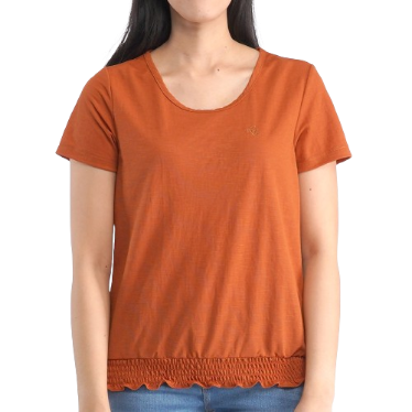 RRJ Basic Tees for Ladies Regular Fitting Shirt CVC Jersey Fabric Trendy fashion 94786-U (Rust)