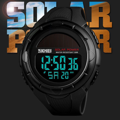 Solar Power Digital Watch 50m Waterproof