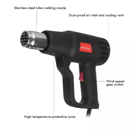 Industrial Heater Stepless Temperature Adjustable Heat Gun (2000W )