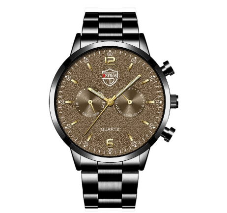 Quartz Stainless Steel Black Dial Men Fashion Wristwatch Men Relo Watch STEEL BLACK BROWN