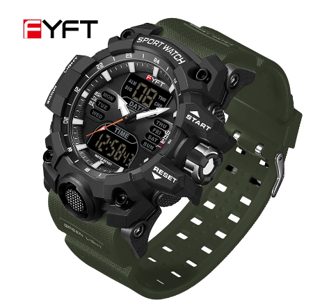 FYFT Luxury Brand Men's Watch High end Waterproof Watch Multifunctional Outdoor Sports Men's Watch-5 GREEN