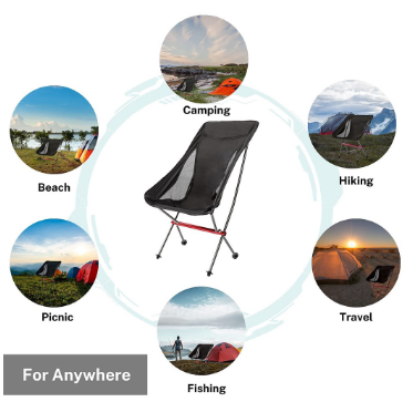 Folding Camping High Back Backpacking Chair Ultralight Compact Portable