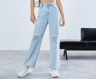 Lovito Women Button Jeans LBE01091 Light Blue