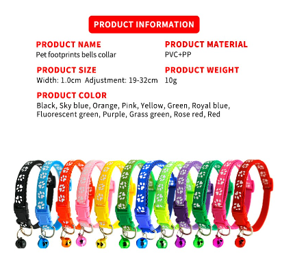 Pet Collar Dog Collar Cat Paw Collar With Bell Safety Buckle Neck for Pet