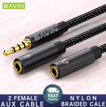 Headset Splitter Headphone Mic Y Adapter Cable, 3.5mm Audio Male to Separate Stereo Aux