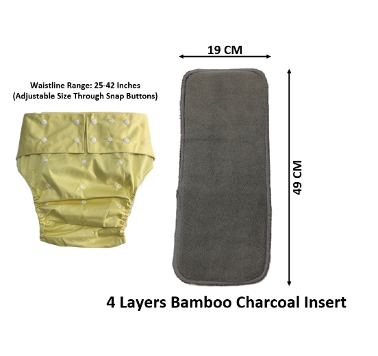 Philippine Made Washable Reusable Adult Cloth Diaper With 1 Piece 4 Layers Bamboo Charcoal Insert AD8