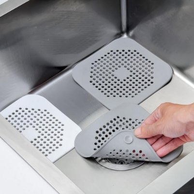 Hair Drain Catcher,Square Drain Cover for Shower Silicone Sink Drain Strainer Hair Stopper with Suction Cup,Easy to Install Suit for