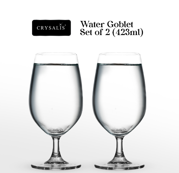 CRYSALIS Water Goblet Juice Stemware 423ml |15oz [Set of 2] Drinks Beverage Glassware Drinking Glass