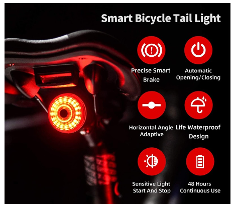 Original Leadbike Smart Bicycle Light LED USB Rechargeable Rear Tail Light Waterproof Night Riding Safety Warning lamp Bike Cycling Accessories Cycling Taillight for MTB Road Bike