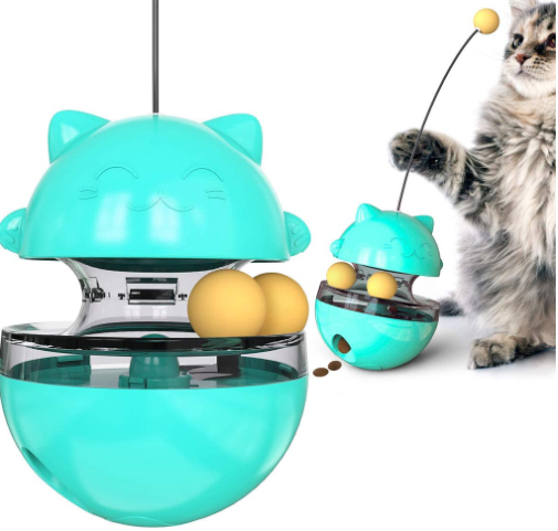 Interactive Cat Dog Treat Toy Kitten Food Dispenser with Swing Balance Body Funny Tumbler Ball Toys