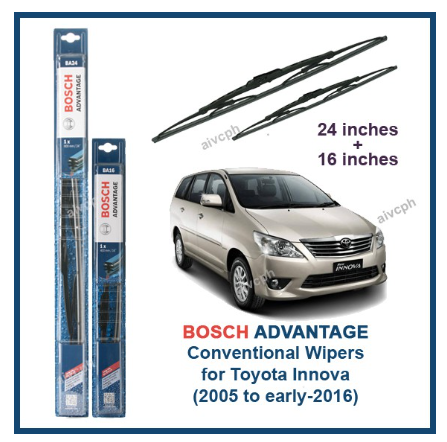 Bosch Advantage Wiper Set Toyota Innova 2005 to early-2016 (24" / 16") Conventional Blade 24 16